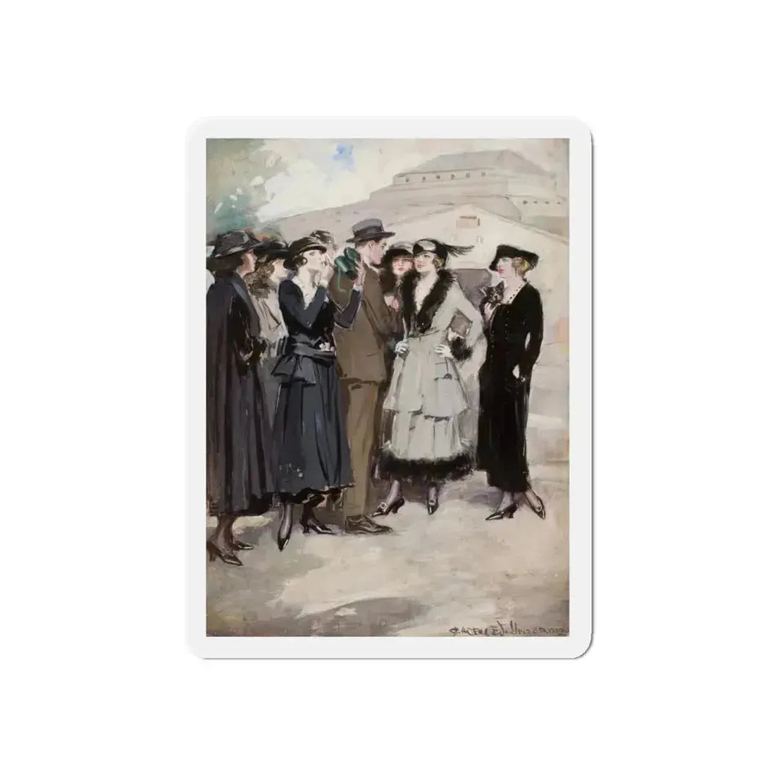 Group of Women and a Man (Magazine Illustration) Refrigerator Magnet 6 Inch - The Sticker Space