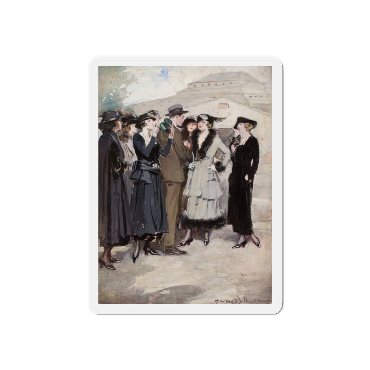 Group of Women and a Man (Magazine Illustration) Refrigerator Magnet