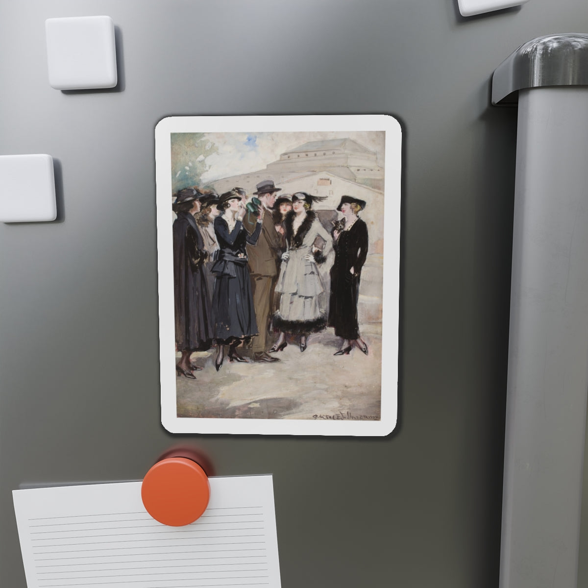 Group of Women and a Man (Magazine Illustration) Refrigerator Magnet