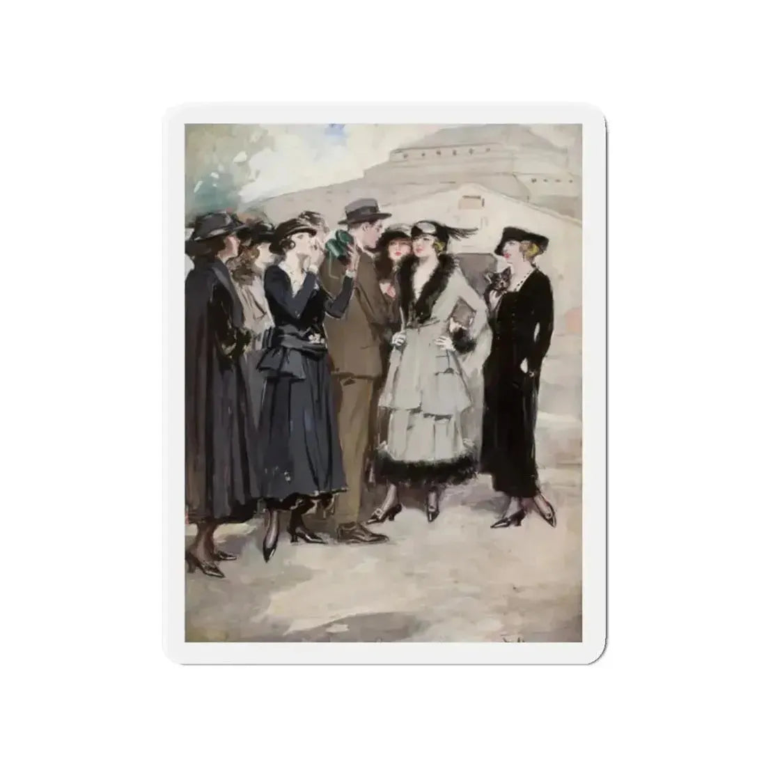Group of Women and a Man (Magazine Illustration) Refrigerator Magnet - The Sticker Space