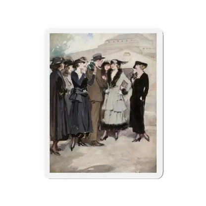 Group of Women and a Man (Magazine Illustration) Refrigerator Magnet - The Sticker Space
