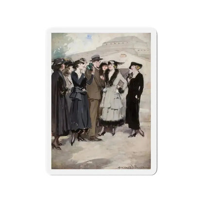 Group of Women and a Man (Magazine Illustration) Refrigerator Magnet - The Sticker Space