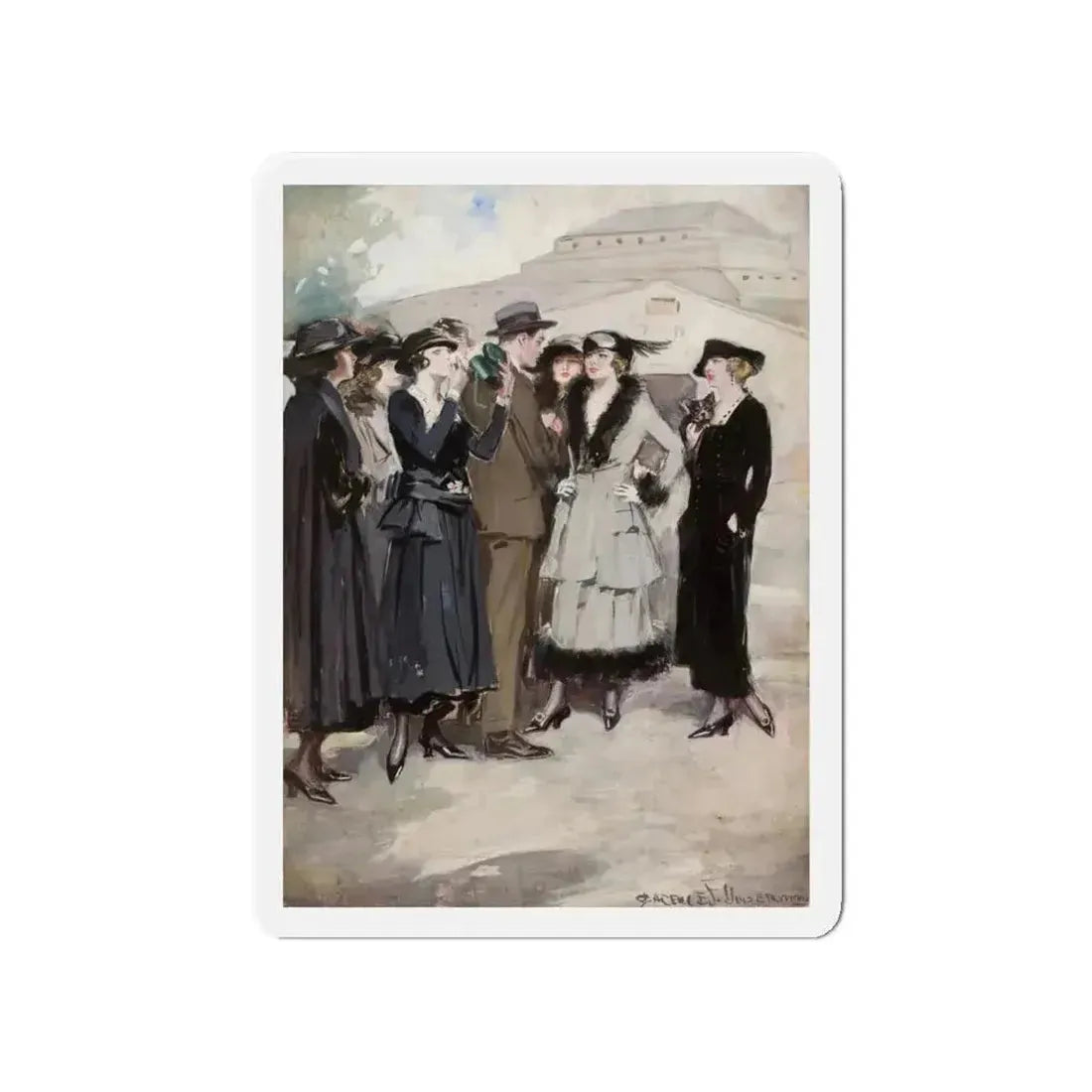 Group of Women and a Man (Magazine Illustration) Refrigerator Magnet - The Sticker Space