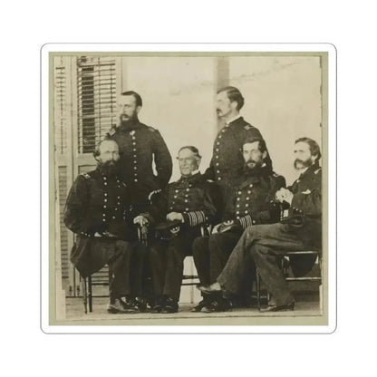 Group Portrait of Officers With Admiral David G. Farragut Seated, Center (U.S. Civil War) STICKER Vinyl Kiss-Cut Decal 6 Inch White - The Sticker Space