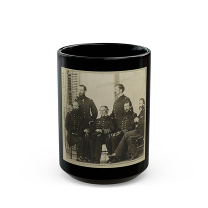 Group Portrait Of Officers With Admiral David G. Farragut Seated, Center (U.S. Civil War) Black Coffee Mug-15oz-The Sticker Space