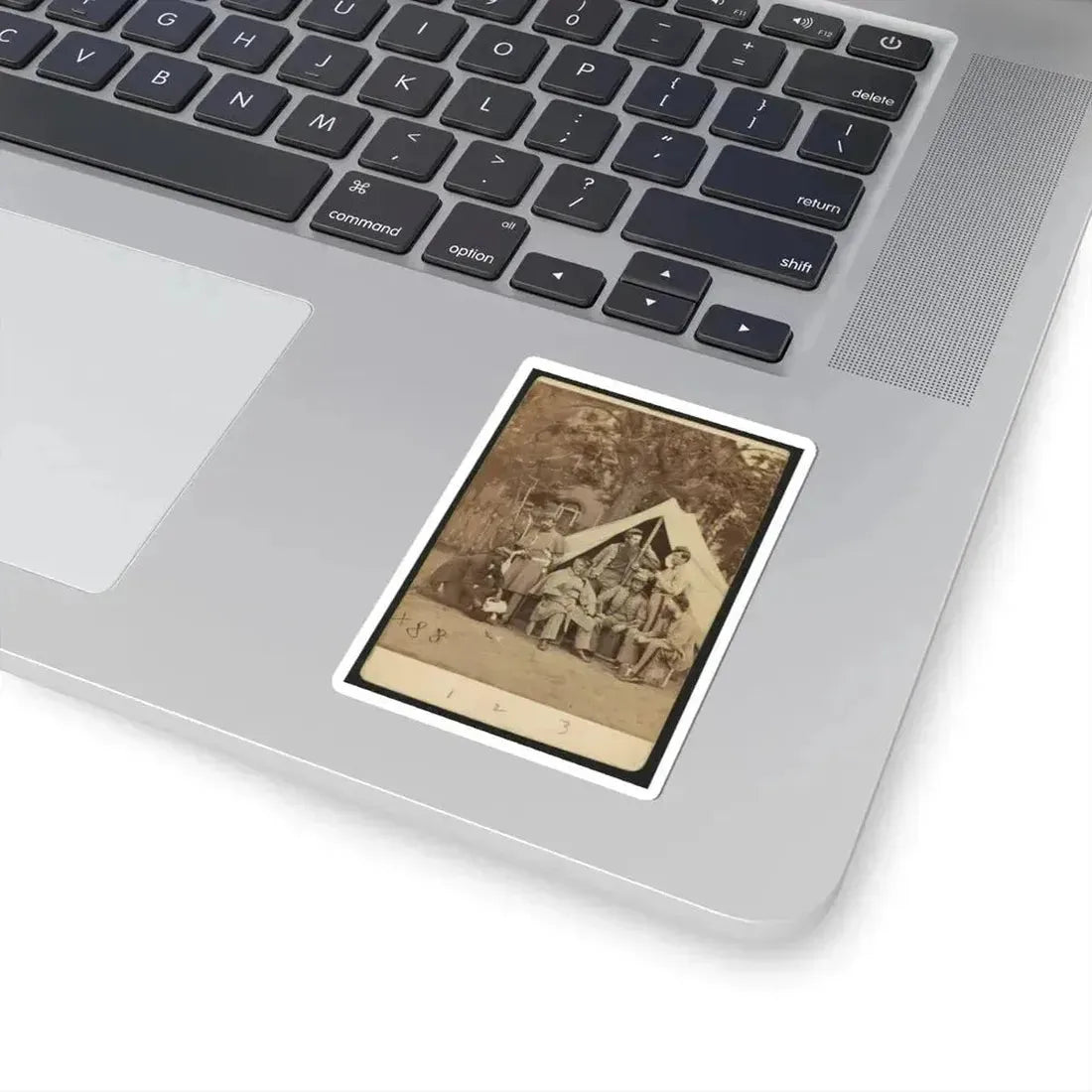 Group Portrait of Soldiers in Front of a Tent, Possibly at Camp Cameron, Washington, D.C. (U.S. Civil War) STICKER Vinyl Kiss-Cut Decal - The Sticker Space