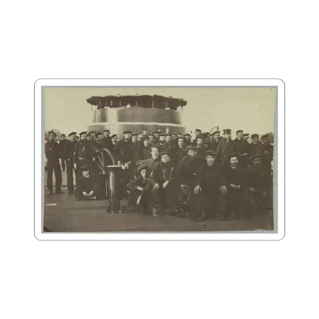 Group Portrait of the Crew on the Deck of an Ironclad (U.S. Civil War) STICKER Vinyl Kiss-Cut Decal 3 Inch White - The Sticker Space