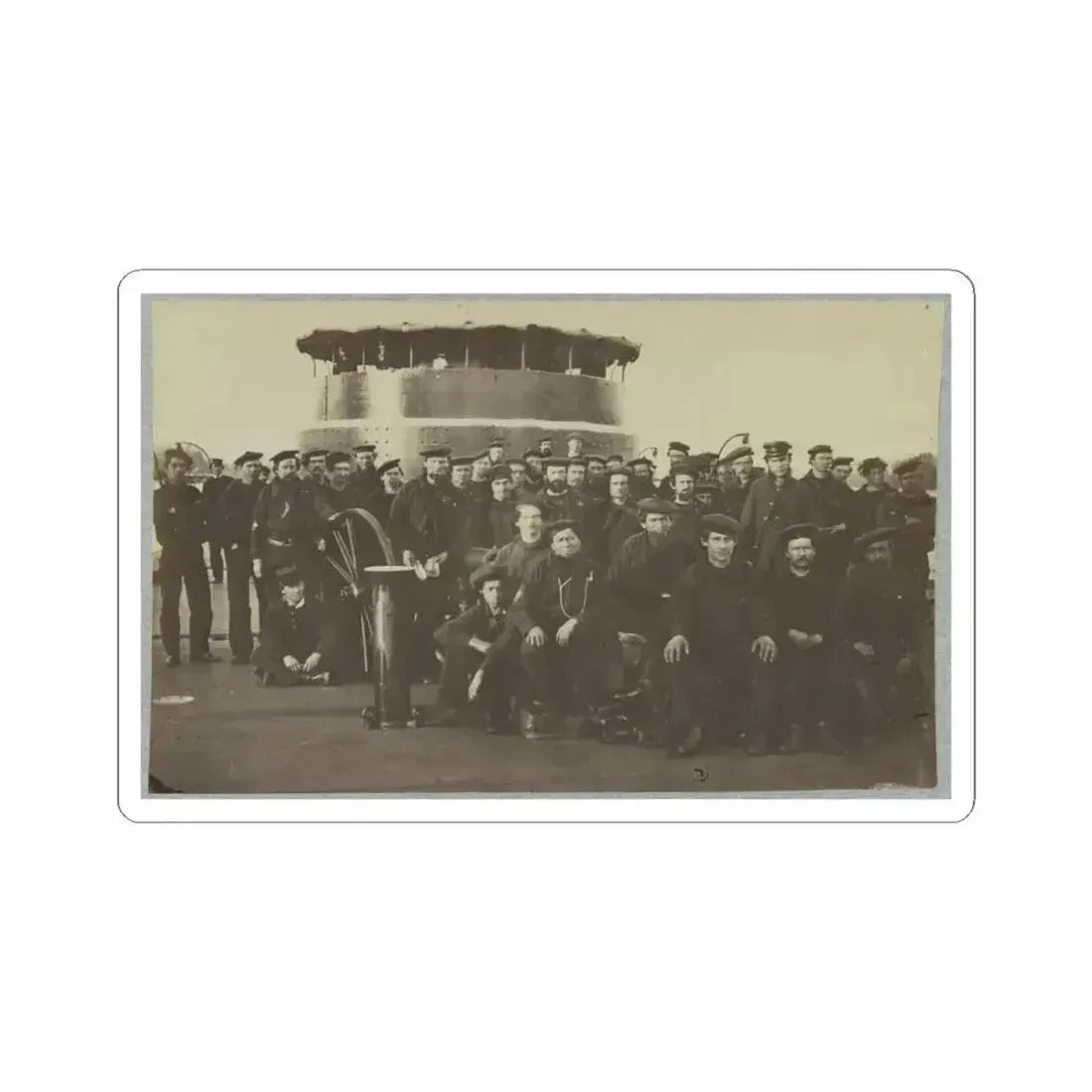 Group Portrait of the Crew on the Deck of an Ironclad (U.S. Civil War) STICKER Vinyl Kiss-Cut Decal 4 Inch White - The Sticker Space