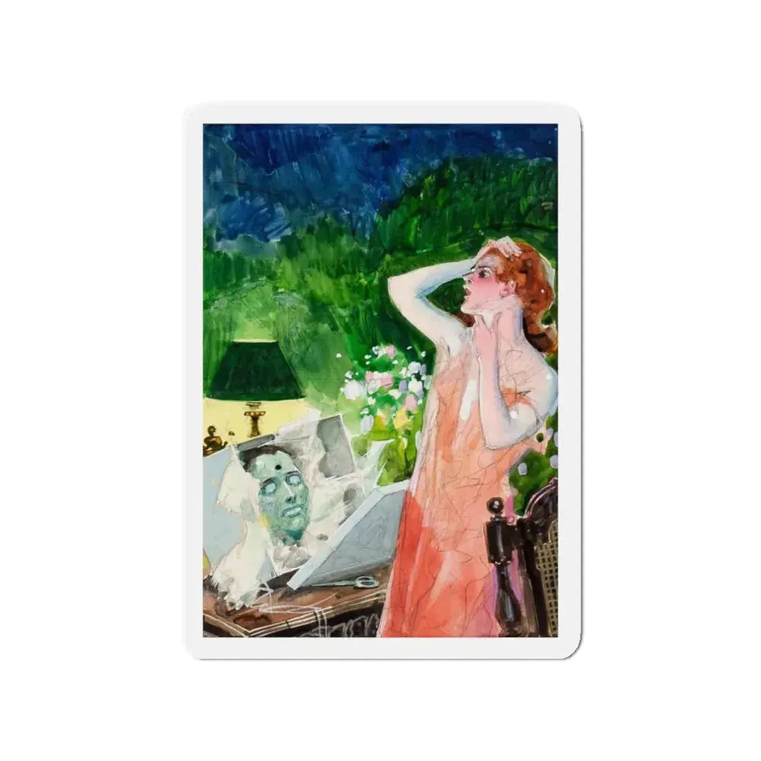 Gruesome Pulp Style (c. 1940s) (Magazine Illustration) Refrigerator Magnet 3 Inch - The Sticker Space