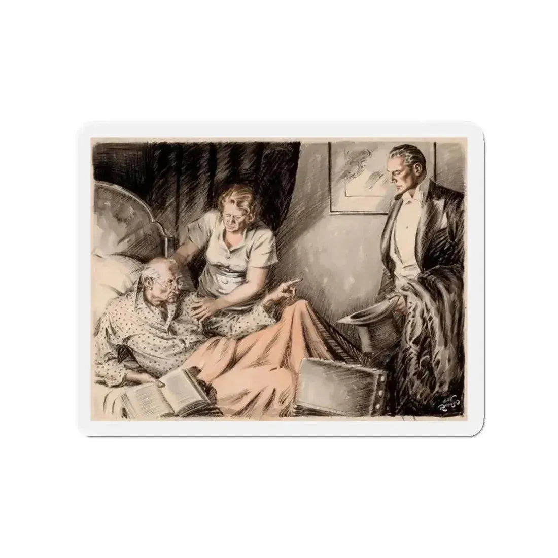 Grumpy Patient (Magazine Illustration) Refrigerator Magnet - The Sticker Space