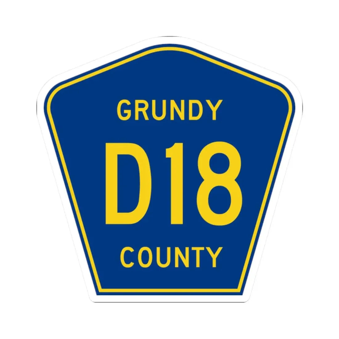Grundy County Route D18 IA (Iowa) (Road Sign) STICKER Vinyl Kiss-Cut Decal 2 Inch White - The Sticker Space