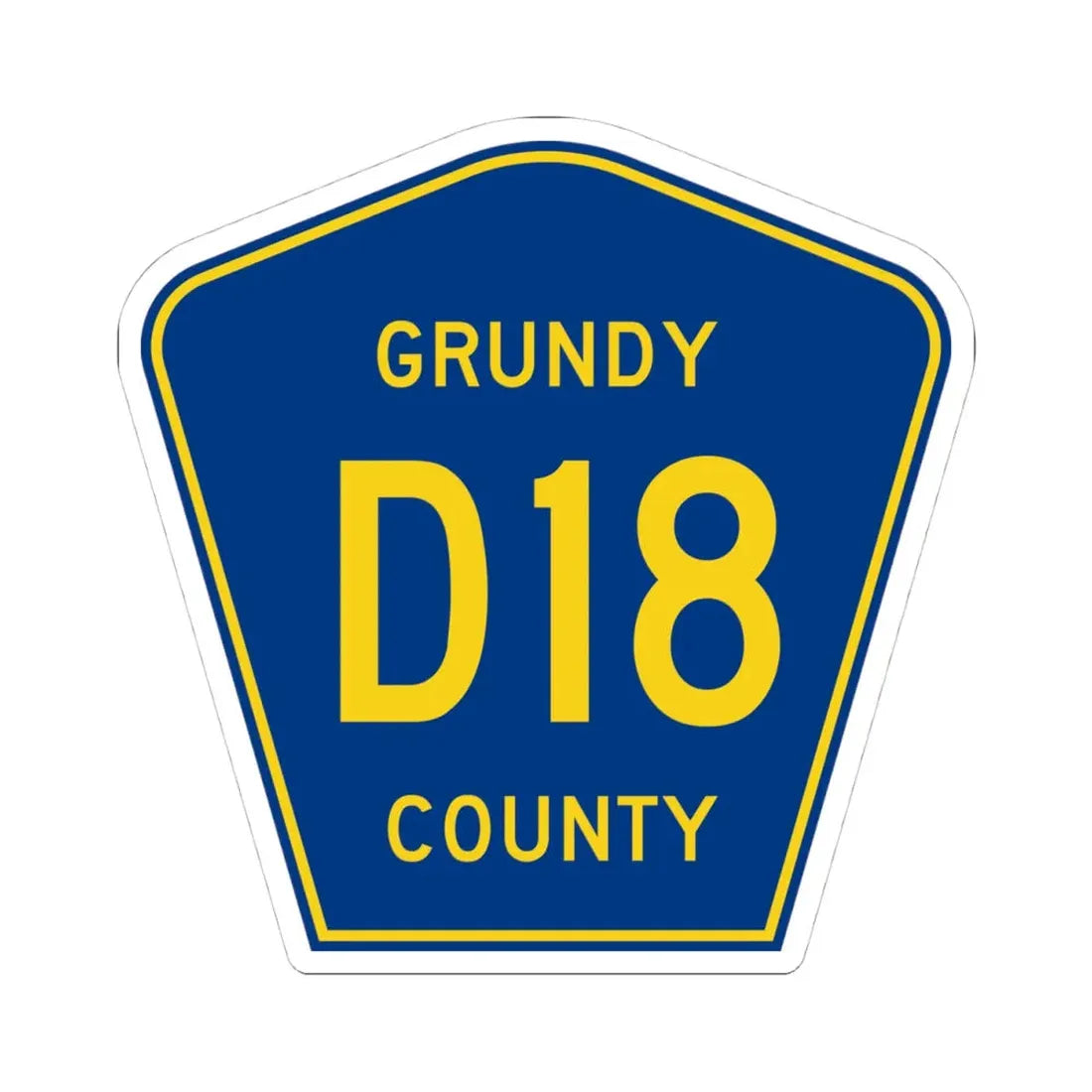 Grundy County Route D18 IA (Iowa) (Road Sign) STICKER Vinyl Kiss-Cut Decal 4 Inch White - The Sticker Space