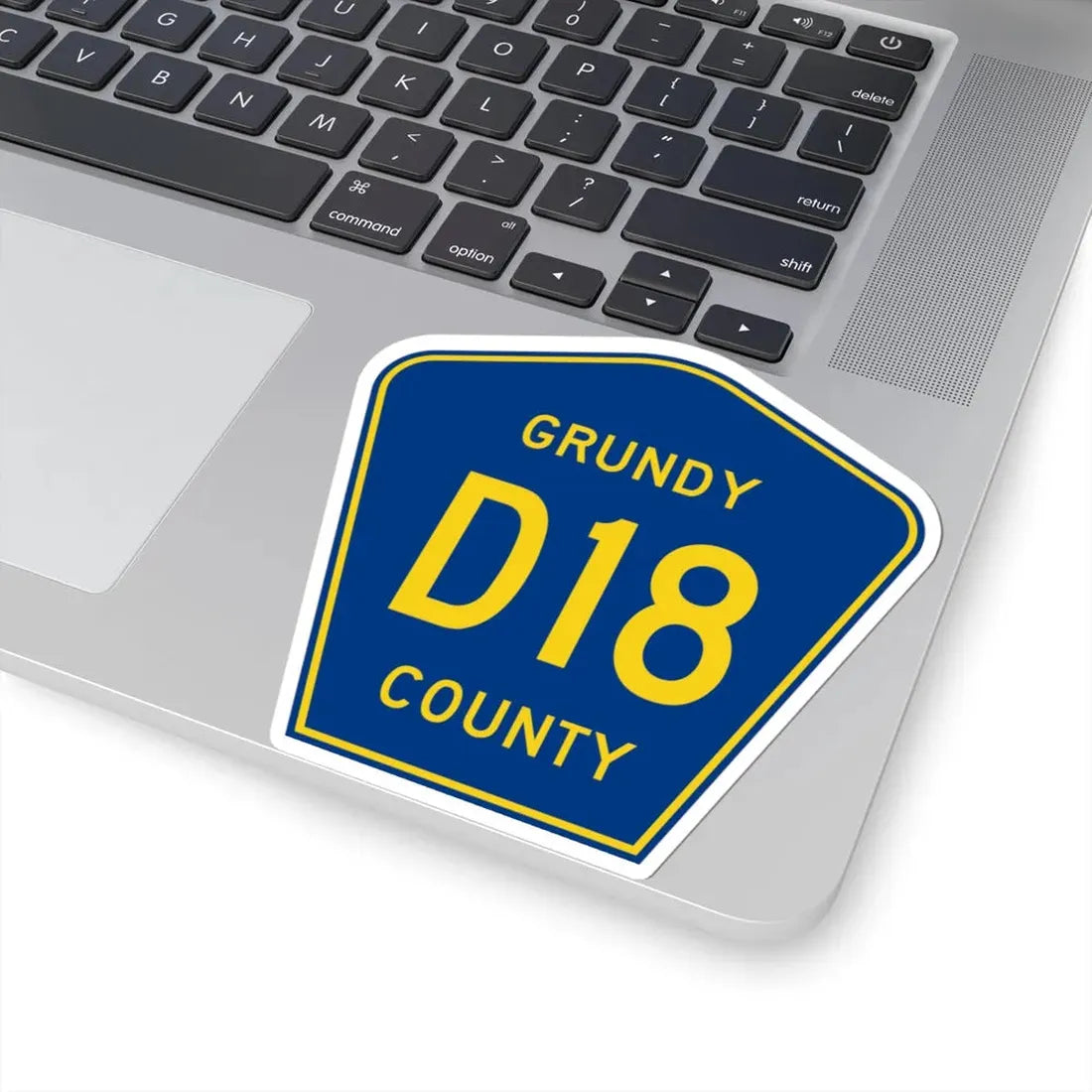 Grundy County Route D18 IA (Iowa) (Road Sign) STICKER Vinyl Kiss-Cut Decal - The Sticker Space