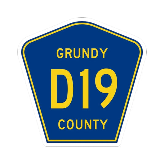 Grundy County Route D19 IA (Iowa) (Road Sign) STICKER Vinyl Kiss-Cut Decal 2 Inch White - The Sticker Space