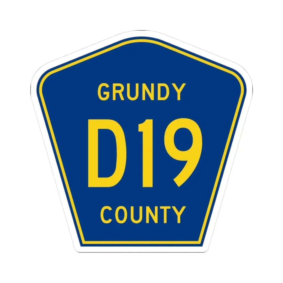 Grundy County Route D19 IA (Iowa) (Road Sign) STICKER Vinyl Kiss-Cut Decal 3 Inch White - The Sticker Space