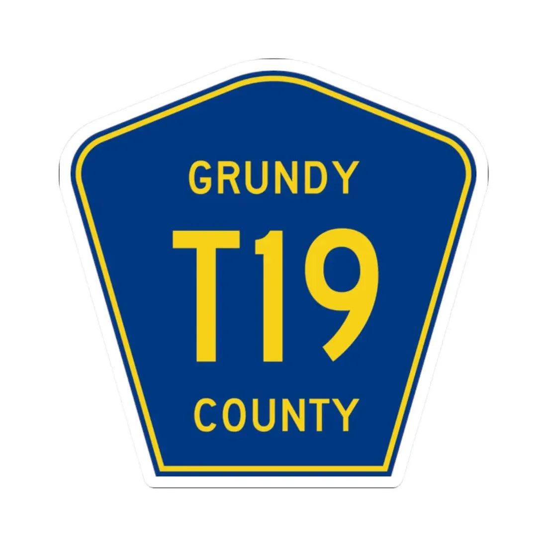 Grundy County Route T19 IA (Iowa) (Road Sign) STICKER Vinyl Kiss-Cut Decal 2 Inch White - The Sticker Space