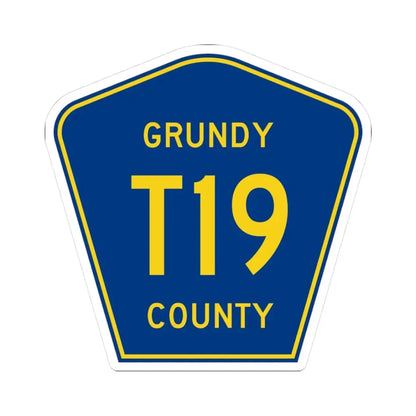 Grundy County Route T19 IA (Iowa) (Road Sign) STICKER Vinyl Kiss-Cut Decal 3 Inch White - The Sticker Space