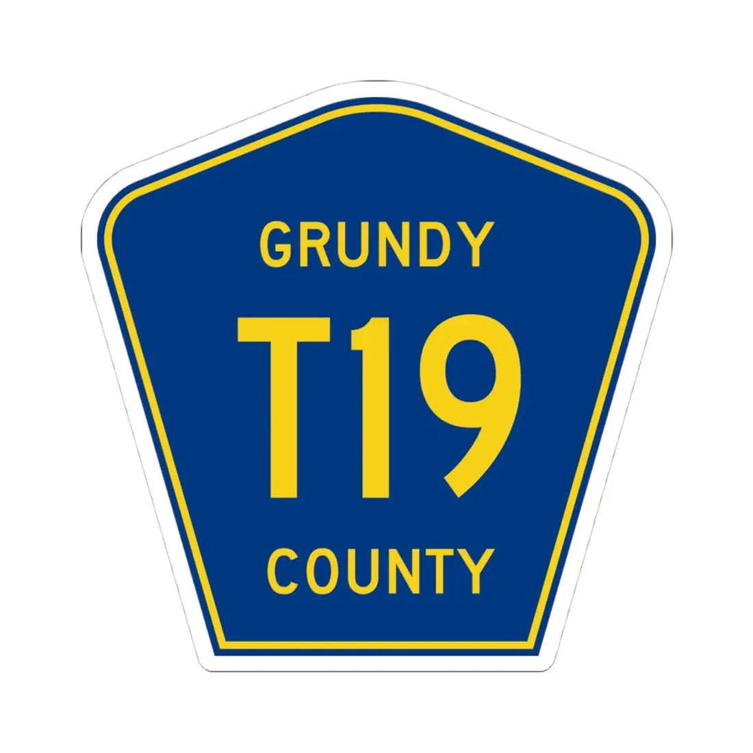 Grundy County Route T19 IA (Iowa) (Road Sign) STICKER Vinyl Kiss-Cut Decal 4 Inch White - The Sticker Space