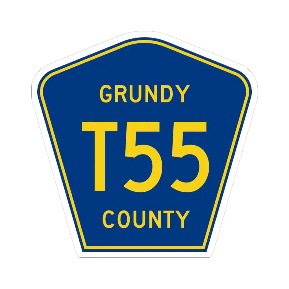 Grundy County Route T55 IA (Iowa) (Road Sign) STICKER Vinyl Kiss-Cut Decal 3 Inch White - The Sticker Space