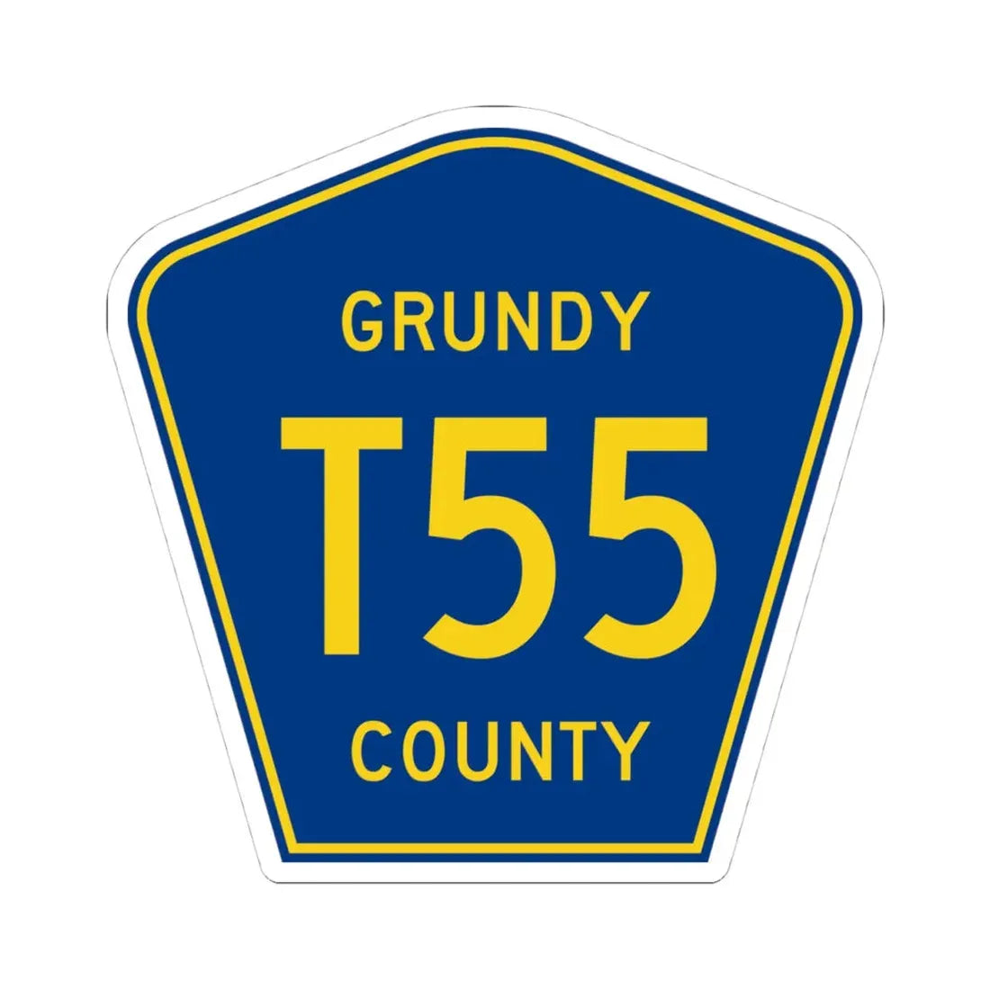 Grundy County Route T55 IA (Iowa) (Road Sign) STICKER Vinyl Kiss-Cut Decal 4 Inch White - The Sticker Space