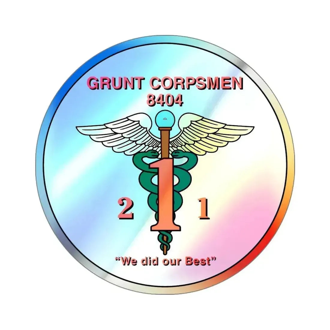 Grunt Corpsmen (USMC) Holographic STICKER Die-Cut Vinyl Decal 4 Inch Holographic - The Sticker Space