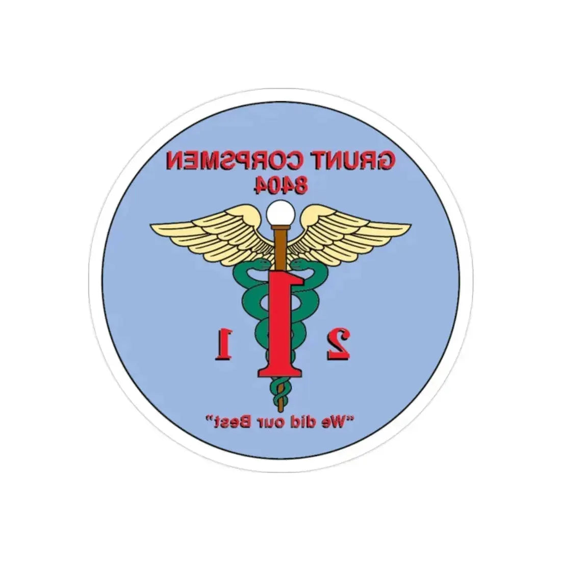 Grunt Corpsmen (USMC) REVERSE PRINT Transparent Die-Cut STICKER 2 Inch Die-Cut Transparent - The Sticker Space