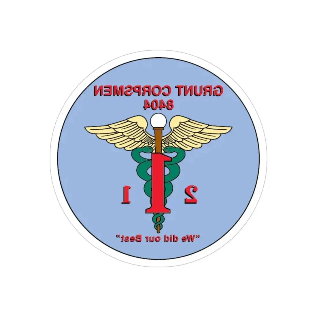 Grunt Corpsmen (USMC) REVERSE PRINT Transparent Die-Cut STICKER 3 Inch Die-Cut Transparent - The Sticker Space