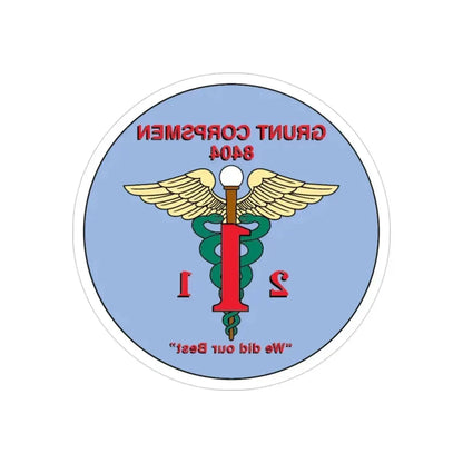 Grunt Corpsmen (USMC) REVERSE PRINT Transparent Die-Cut STICKER 3 Inch Die-Cut Transparent - The Sticker Space