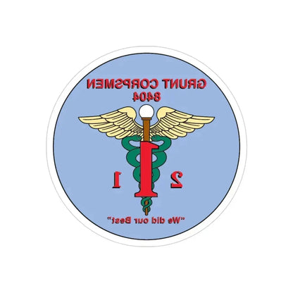 Grunt Corpsmen (USMC) REVERSE PRINT Transparent Die-Cut STICKER 4 Inch Die-Cut Transparent - The Sticker Space