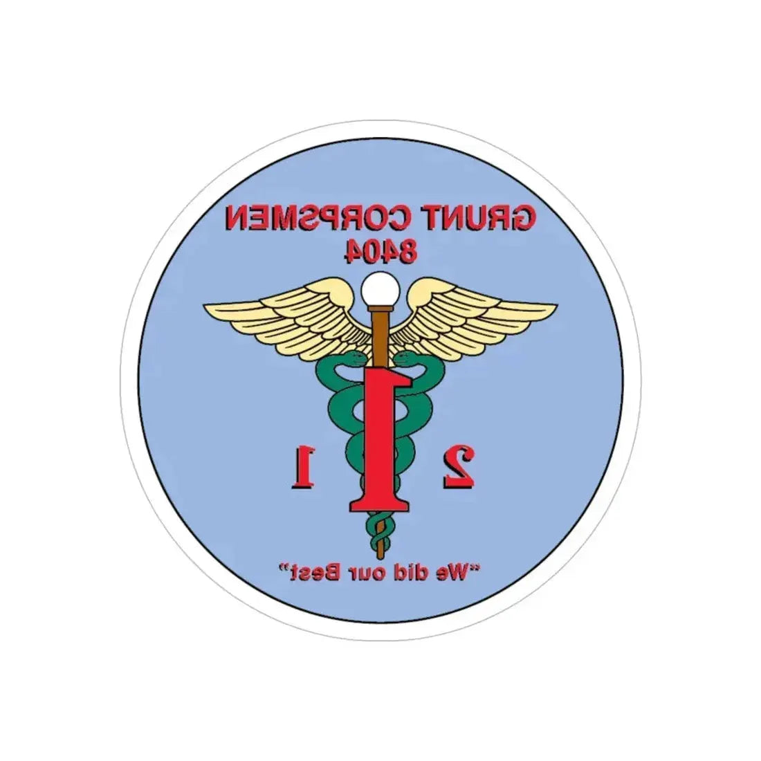 Grunt Corpsmen (USMC) REVERSE PRINT Transparent Die-Cut STICKER 5 Inch Die-Cut Transparent - The Sticker Space