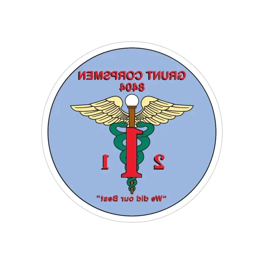 Grunt Corpsmen (USMC) REVERSE PRINT Transparent Die-Cut STICKER 6 Inch Die-Cut Transparent - The Sticker Space