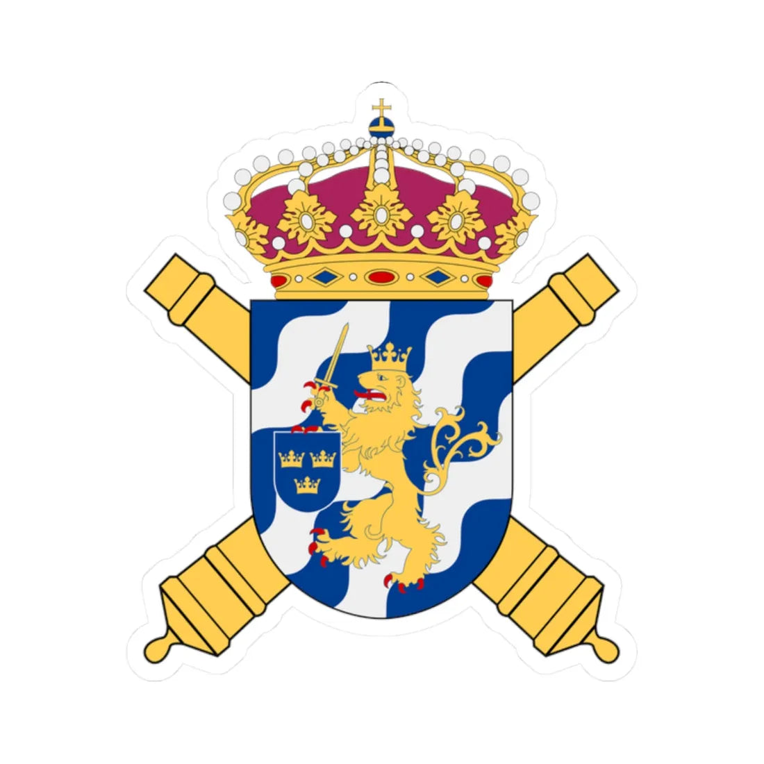 Göta artilleriregemente vapen (Sweden) (Coat of Arms) STICKER Vinyl Kiss-Cut Decal 2 Inch White - The Sticker Space