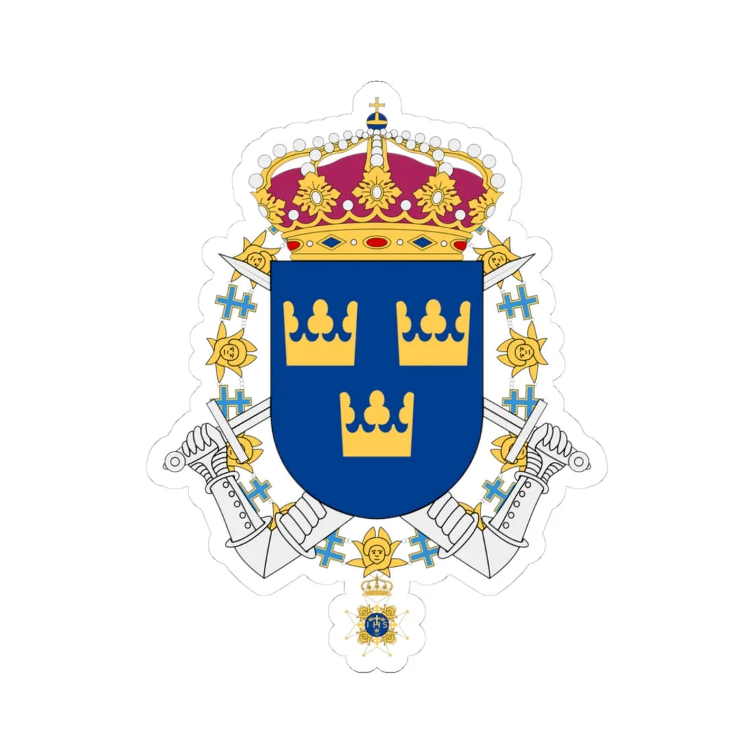 Göta livgarde vapen (Sweden) (Coat of Arms) STICKER Vinyl Kiss-Cut Decal 3 Inch White - The Sticker Space
