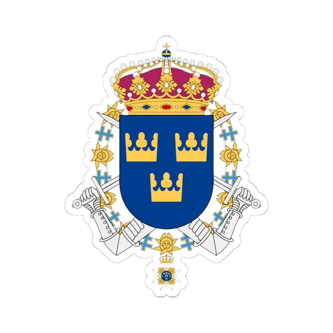 Göta livgarde vapen (Sweden) (Coat of Arms) STICKER Vinyl Kiss-Cut Decal 4 Inch White - The Sticker Space