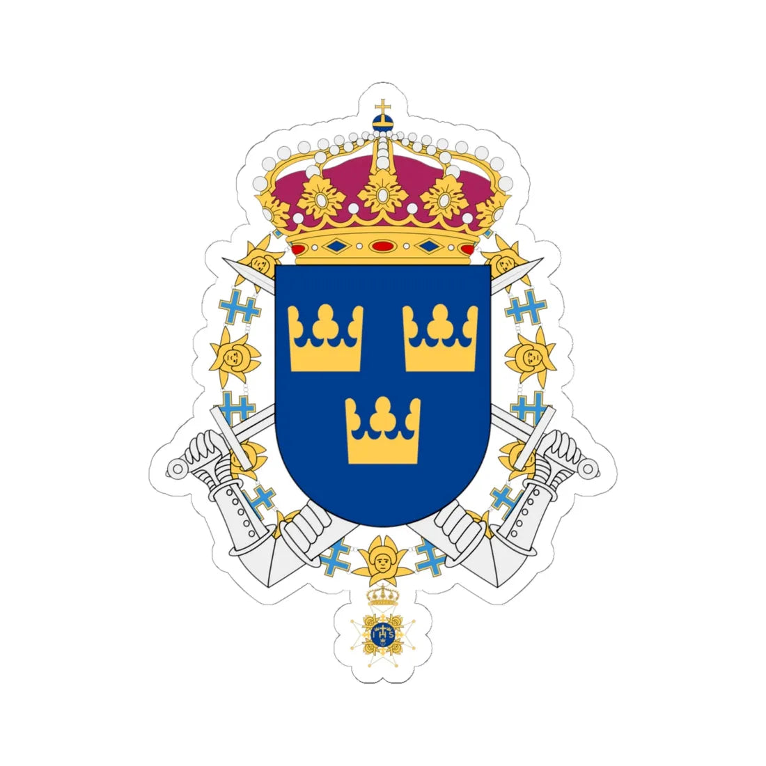 Göta livgarde vapen (Sweden) (Coat of Arms) STICKER Vinyl Kiss-Cut Decal 6 Inch White - The Sticker Space