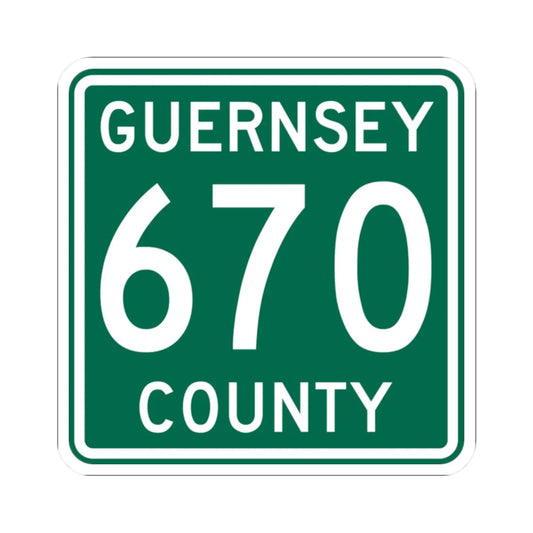 Guernsey County 670 OH (Ohio) (Road Sign) STICKER Vinyl Kiss-Cut Decal 2 Inch White - The Sticker Space