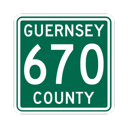 Guernsey County 670 OH (Ohio) (Road Sign) STICKER Vinyl Kiss-Cut Decal 3 Inch White - The Sticker Space