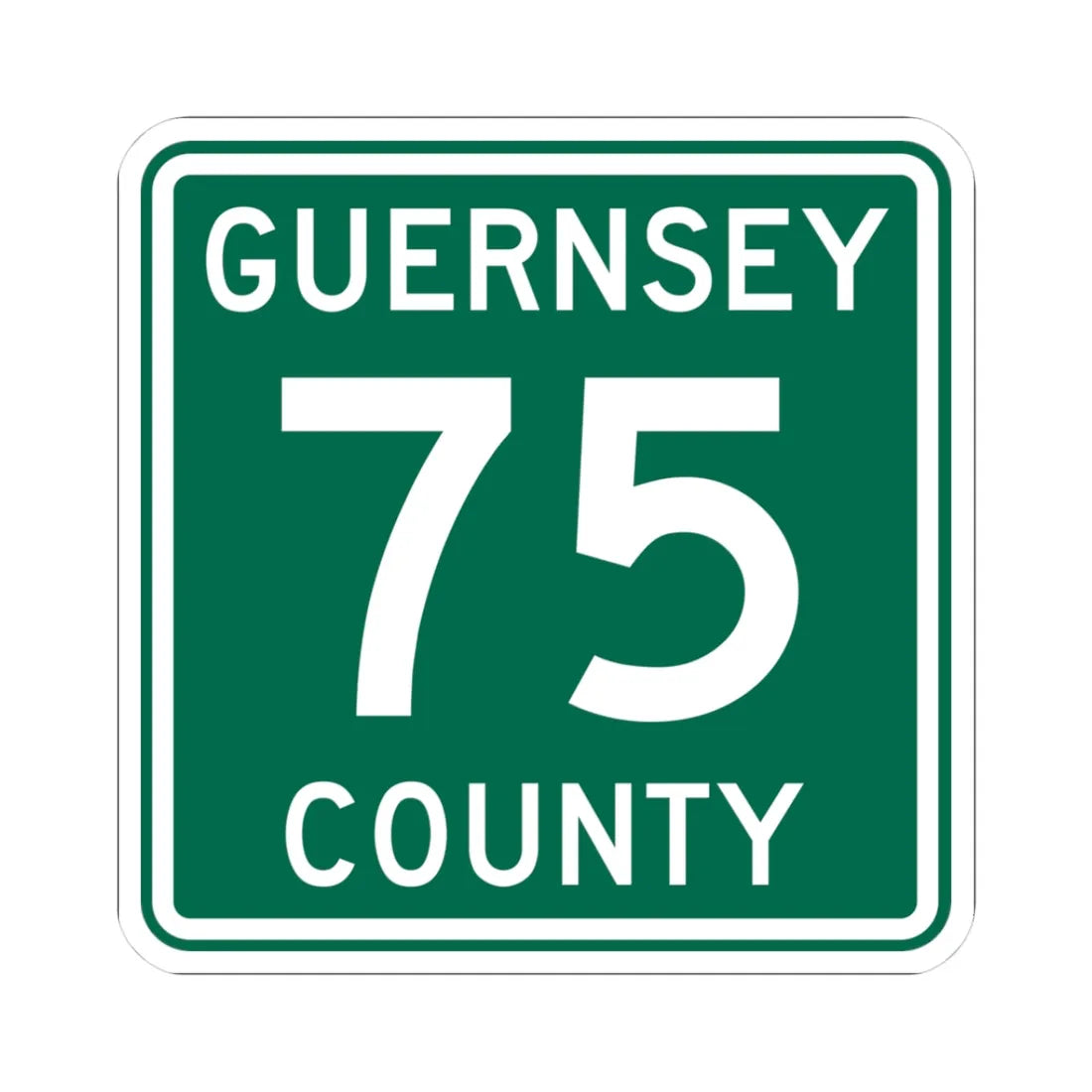 Guernsey County 75 OH (Ohio) (Road Sign) STICKER Vinyl Kiss-Cut Decal 3 Inch White - The Sticker Space