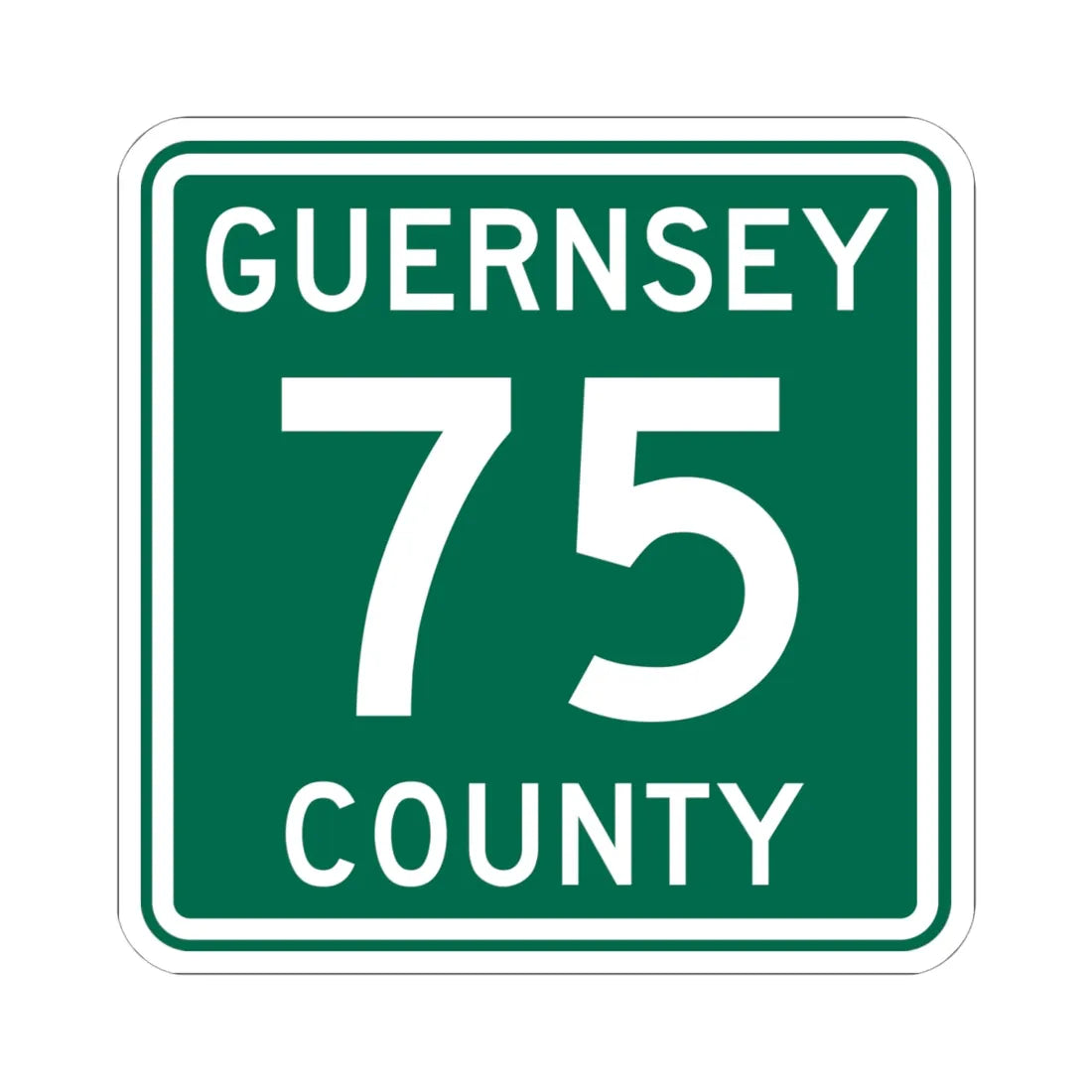 Guernsey County 75 OH (Ohio) (Road Sign) STICKER Vinyl Kiss-Cut Decal 6 Inch White - The Sticker Space