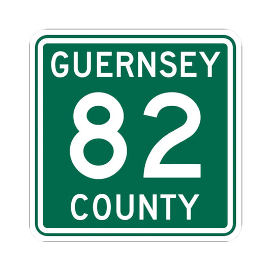 Guernsey County 82 OH (Ohio) (Road Sign) STICKER Vinyl Kiss-Cut Decal 2 Inch White - The Sticker Space