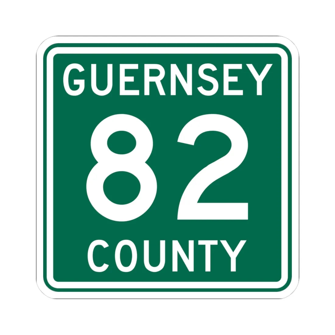 Guernsey County 82 OH (Ohio) (Road Sign) STICKER Vinyl Kiss-Cut Decal 3 Inch White - The Sticker Space