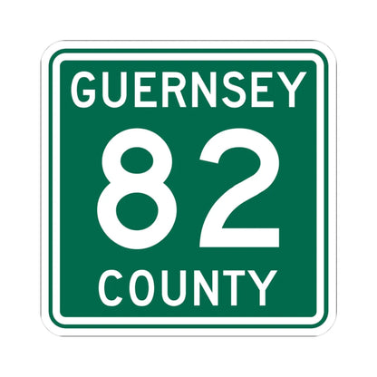 Guernsey County 82 OH (Ohio) (Road Sign) STICKER Vinyl Kiss-Cut Decal 3 Inch White - The Sticker Space