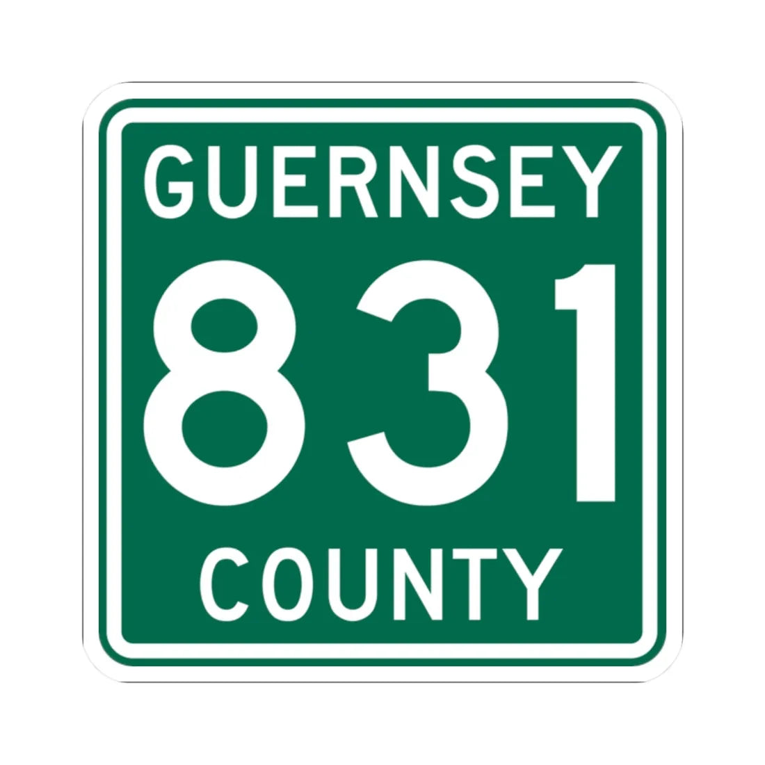 Guernsey County 831 OH (Ohio) (Road Sign) STICKER Vinyl Kiss-Cut Decal 2 Inch White - The Sticker Space