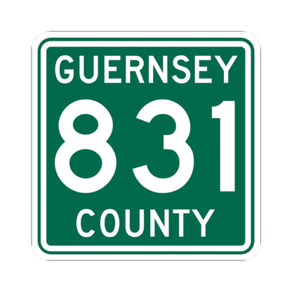 Guernsey County 831 OH (Ohio) (Road Sign) STICKER Vinyl Kiss-Cut Decal 2 Inch White - The Sticker Space