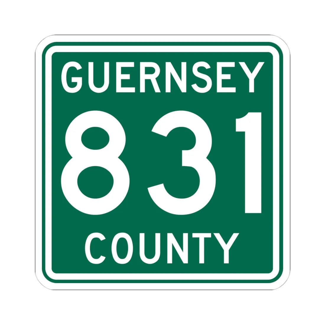 Guernsey County 831 OH (Ohio) (Road Sign) STICKER Vinyl Kiss-Cut Decal 4 Inch White - The Sticker Space