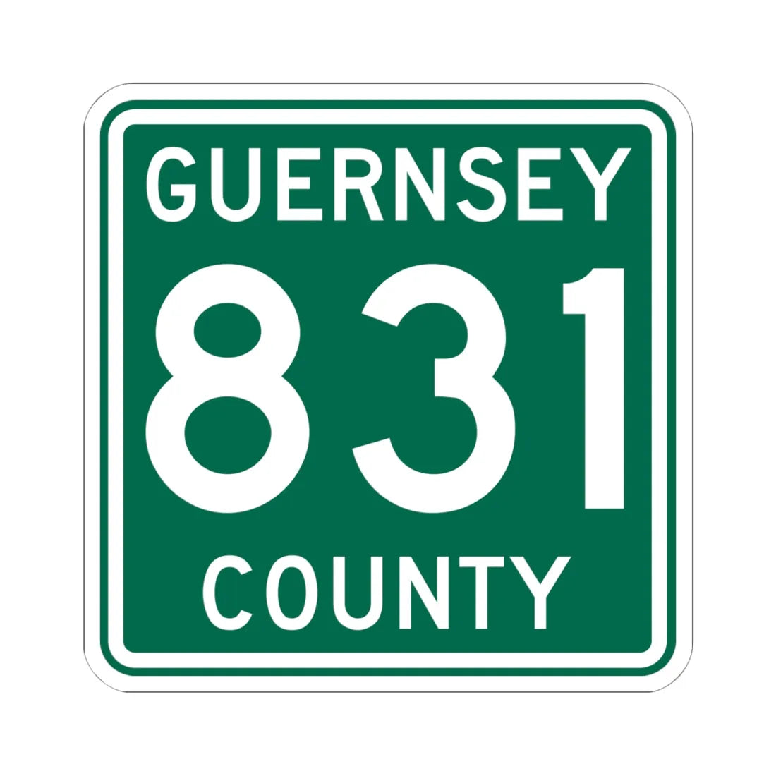 Guernsey County 831 OH (Ohio) (Road Sign) STICKER Vinyl Kiss-Cut Decal 6 Inch White - The Sticker Space