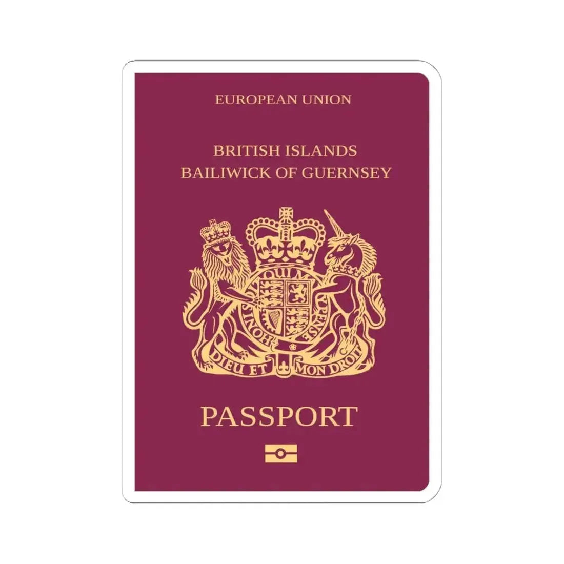 Guernsey Passport - STICKER Vinyl Kiss-Cut Decal 6 Inch White - The Sticker Space