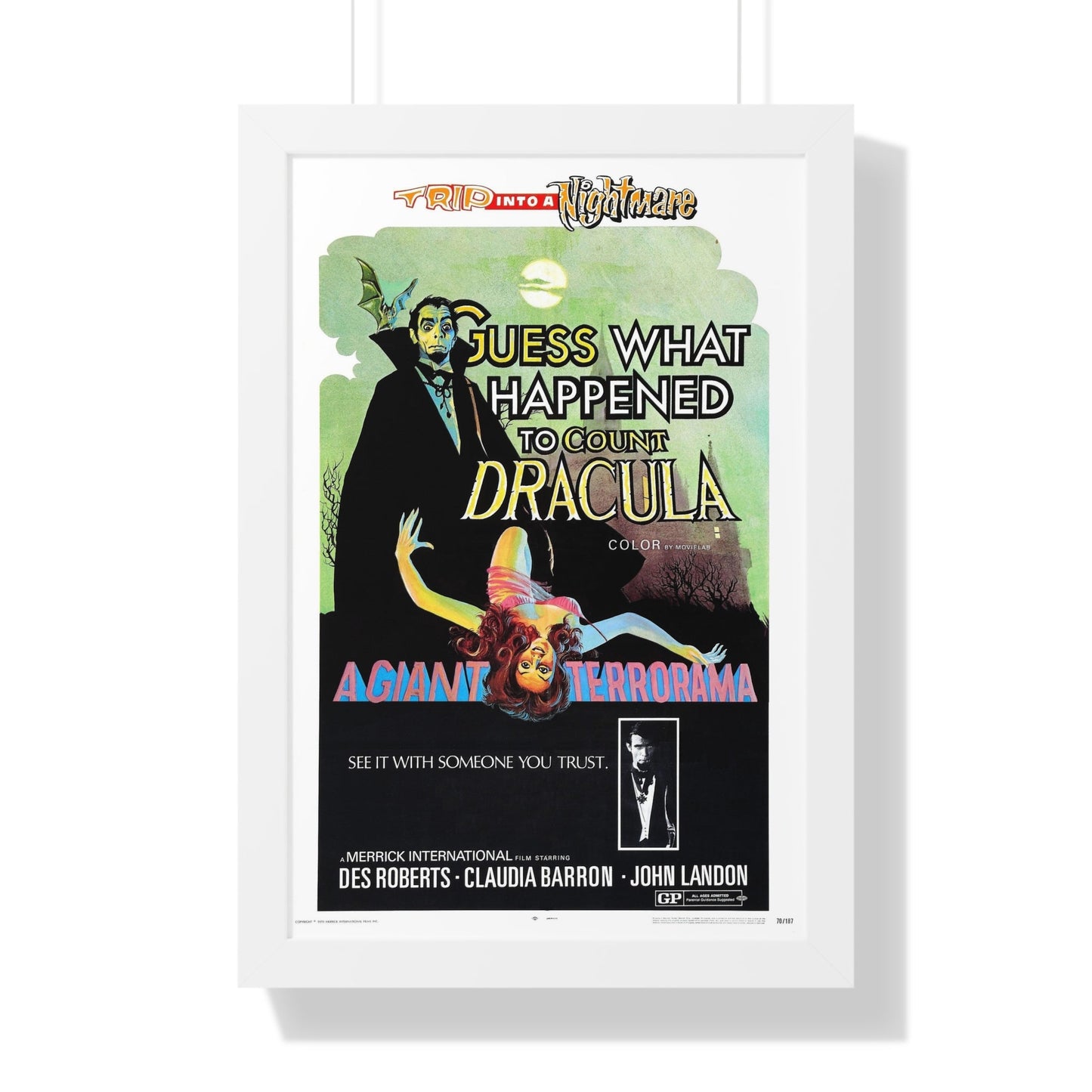 GUESS WHAT HAPPENED TO COUNT DRACULA 1971 - Framed Movie Poster-16″ x 24″-The Sticker Space