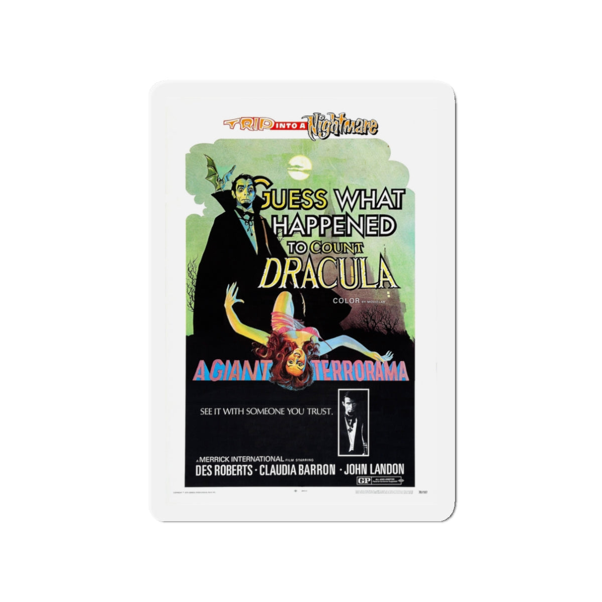 GUESS WHAT HAPPENED TO COUNT DRACULA 1971 Movie Poster - Die-Cut Magnet-3" x 3"-The Sticker Space