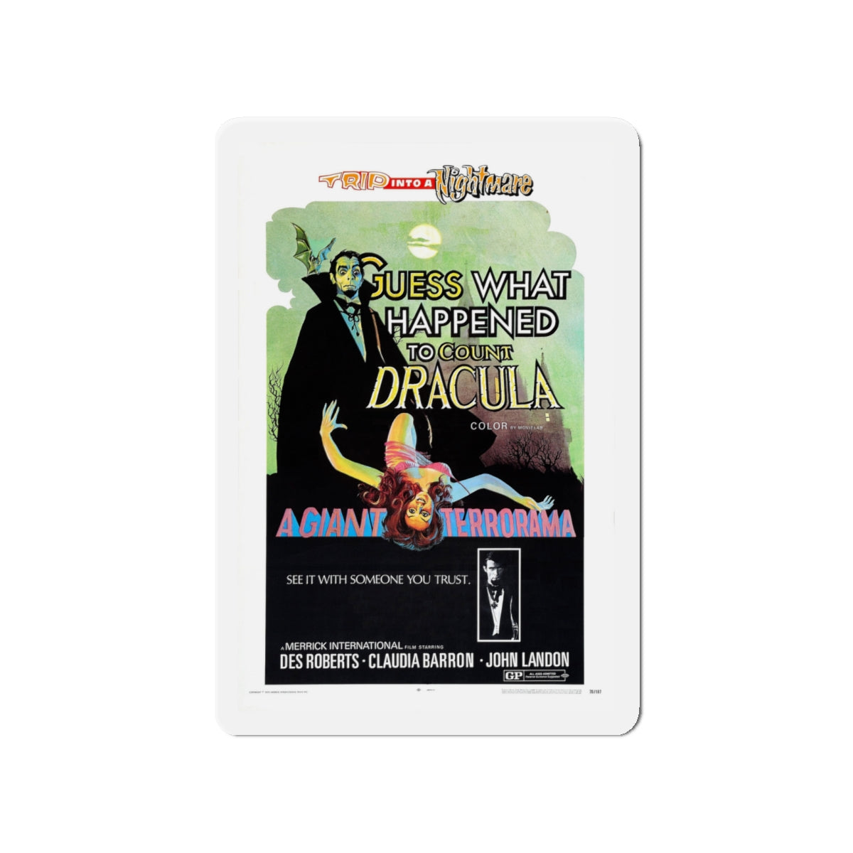 GUESS WHAT HAPPENED TO COUNT DRACULA 1971 Movie Poster - Die-Cut Magnet-4" x 4"-The Sticker Space